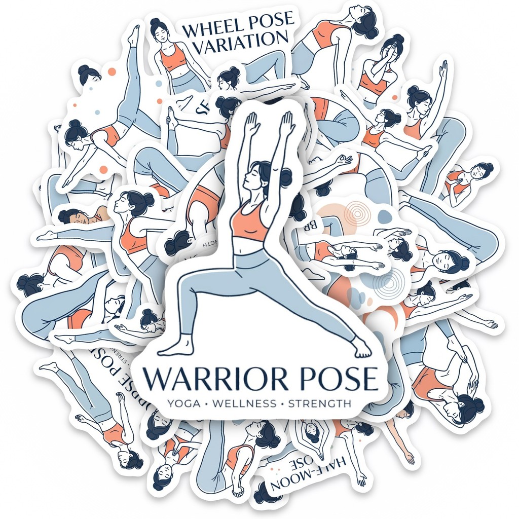Yoga Fitness Studio - 50 stuks yogastuksticker, fitness-strekmovements waterdichte stickers