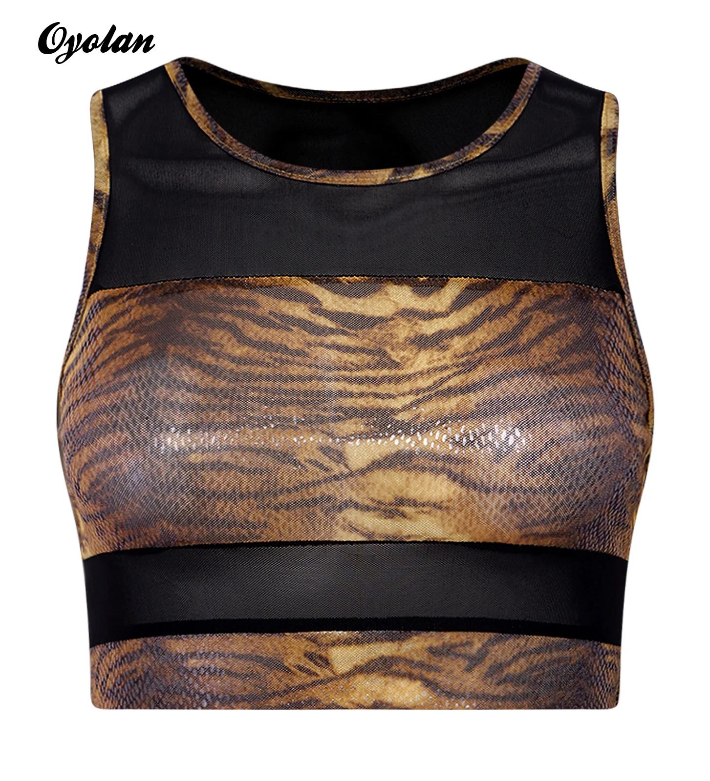 Yoga Fitness Club - Dames mouwloos cropped vest, camisole, slangenprint,